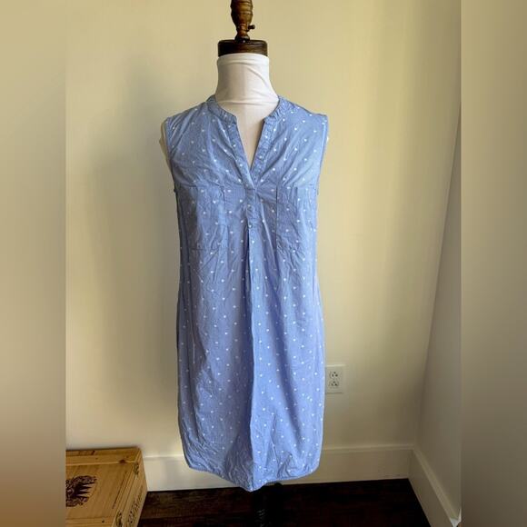 MERONA BLUE POLKA DOT COTTON SLEEVELESS SUN DRESS SIZE SMALL - Picture 1 of 7